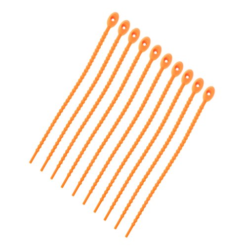 Onpiece Silicone Bag Ties Cable Management Zip Tie Twist All Purpose Multi Use Bag Clip, Set of 10 (Orange) - Thumbnail 2