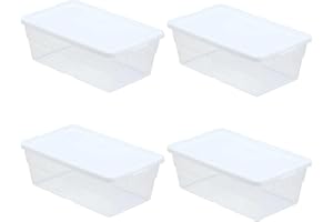 Sterilite Storage Box 13.5" X 8.3" X 4.8", 6 Qt. Clear - Pack of 4