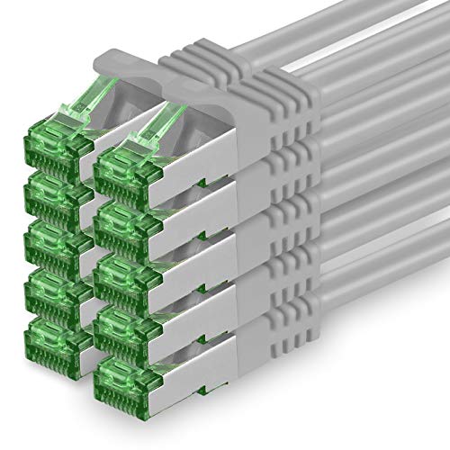 1aTTack.de 5 M Cat.7 Netzwerk-Kabel 10 Stück Cat7 Patch-Kabel Lan-Kabel Ethernet RJ45 10 Gbit/s (Alle Internetgeschwindigkeiten) Grau 5 Meter