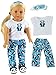 18 Inch Doll Clothes - Panda Bear Pajamas American Girl Dolls, T-shirt, Pj Bottoms, Eye Mask Are Included, Beautiful Fabrics With A Soft VelcroDOLL AND SLIPPERS NOT INCLUDED