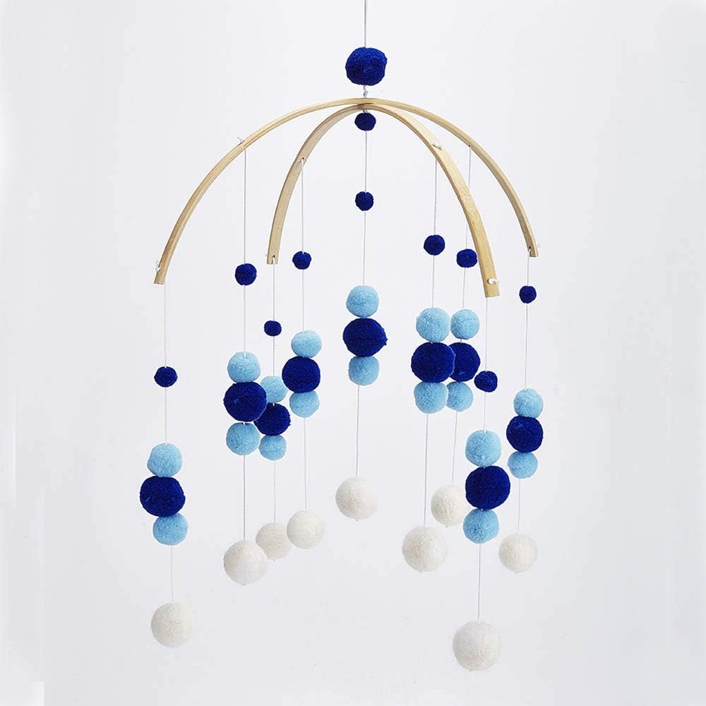 WDDH Baby Crib Mobile,Sleeper Mobile Felt Ball Wooden Beads Wind Chime Hanging Ornament Baby Rattle Mobile for Your Boy or Girl Babies Bed Room