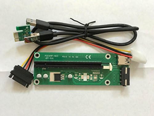 6 Pack USB 1x to 16x PCI-E 3.0 Risers, Sata to Molex Cable, 23 Inch USB Cable for ETH, ZEC, XMR, BTC