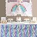 CO-AVE Unicorn Tulle Table Skirt Curly Willow Tutu Tablecloth 6FT Rainbow Ruffle Table Skirt for Birthday Party Wedding Baby Shower Rectangle Round Tables Decoration