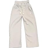 Ckuea Double Waisted Sweatpants Men Y2k Wide Leg Baggy Sweatpants Loose Star Embroidery Hip Hop Pants Drawstring Gym Joggers