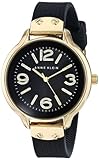 Anne Klein Women's AK/1614GPBK Gold-Tone Black Chevron Pattern Silicone Strap Watch