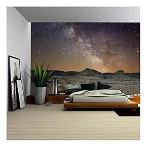 Milky Way Over The Desert of Bardenas, Spain - Removable Wall Mural | Self-Adhesive Large Wallpaper - 66x96 inches