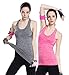 Women's Sports Yoga Fitness Racerback Sleeveless Tank Top Running Shirt Vest 2-Pack Black&Rose Medium
