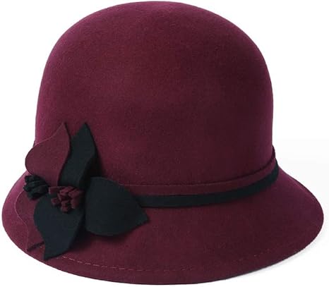Amazon Co Jp ファッションウール100 トップハットの英国スタイルのレトロなレディースハットレディースエレガントハット Color Wine Red ホーム キッチン