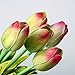 StillCool Artificial Flowers Tulip 12pc/set Pu Stunning Holland Mini Tulip Real Touch Wedding Flower Artificial Flowers Latex Plants for Party Home Hotel Event Christmas Gift Decoration (Greenpink)