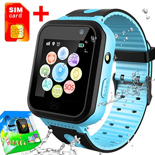 [SIM Card Included] Kids Phone Smart Watch IP67 Waterproof GPS Tracker for Boys Girls Two Way Call SOS Phonewatch Anti-Lost Game Camera Pedometer Outdoor Travel Wristband Birthday Gifts - Thumbnail 6
