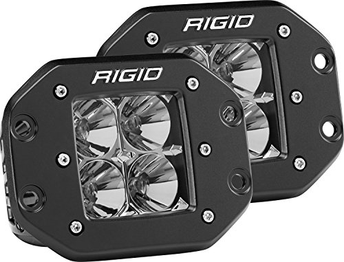 Rigid Industries 212113 D-Series Pro Flood Light; Flush Mount; Hybrid; 4 White LEDs; Black Square Housing; Set Of 2;