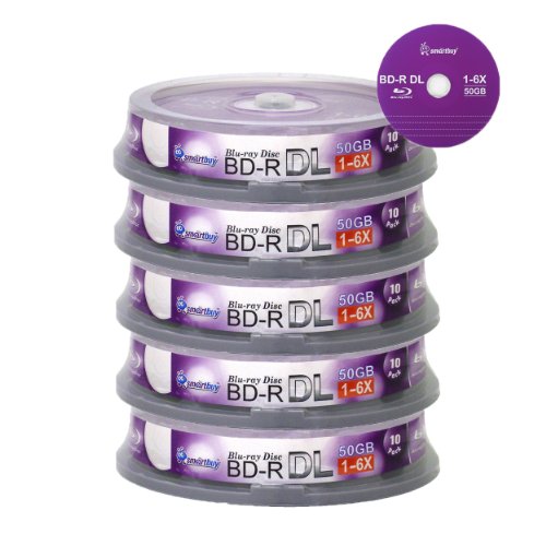 image for Smart Buy 50 Pack Bd-r Dl 50gb 6x Blu-ray Double Layer Recordable Disc