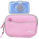 DURAGADGET High Quality Water-Resistant Neoprene Case with Front Zip Compartment in Pink for NEW Nikon CoolPix AW130 / CoolPix S33 (2015 Release)