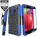 Moto E4 Plus Case Tempered Glass Screen Protector,IDEA LINE Heavy Duty Armor Shock Proof Dual Layer Holster Locking Belt Swivel Clip Kick Stand - Blue