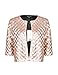 HaoDuoYi Womens Sparkly Plaid Sequin Short Open Front Blazer Biker Jacket