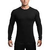 Muhshoiy Men's Crew Neck Muscle Fit Henley T Shirts,Gym Workout Long Sleeve,Athletic fit Casual Layer Thermal Undershirt