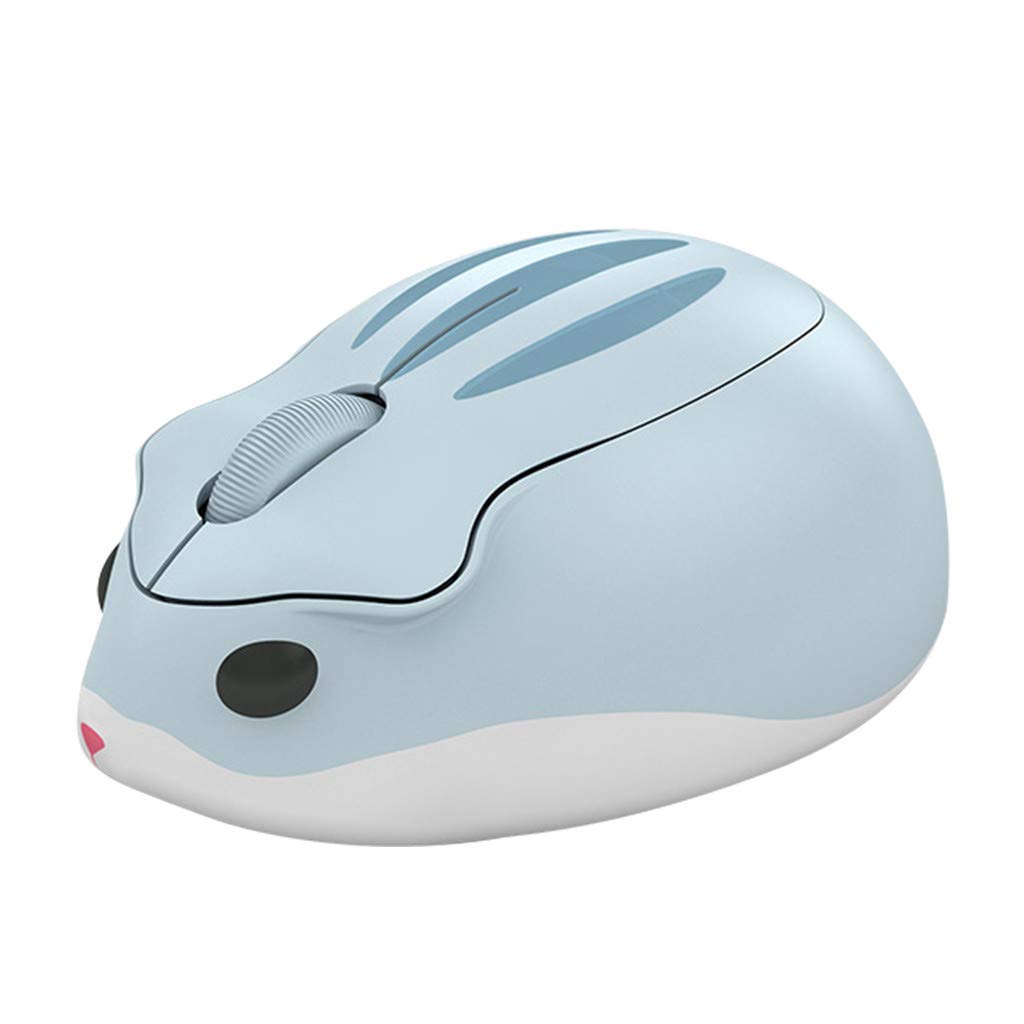 Photo 1 of 2.4GHz Wireless Mouse Cute Hamster Shape Less Noice Portable Mobile Optical 1200DPI USB Mice Cordless Mouse for PC Laptop Computer Notebook MacBook Kids Girl Men Women Mom Dad Gift (Blue)