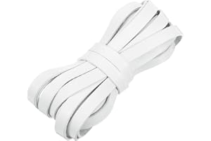 uxcell Flat Leather Cord, 5.5 Yard 10mm Leather String Strips Lacing for DIY Crafts Making Bracelet Purse Strap, Pure White