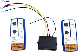 SPJIUQI 12V-24V Wireless Winch Remote Control Kit Twin Switch Handset for ATV SUV Cable Hoist Remote Control Kit Hoist Switch Set for UTV Offroad Truck Control 164ft 50m