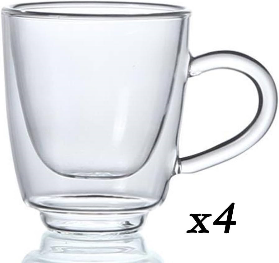 Quirky Cool Double Wall Glass Cup, 3.4oz (100ml), Set of 4