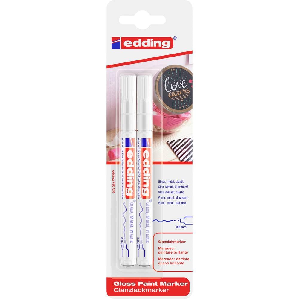 edding 780 Paint Marker Pen Extra Fine Low Odour - White - Pack of 2