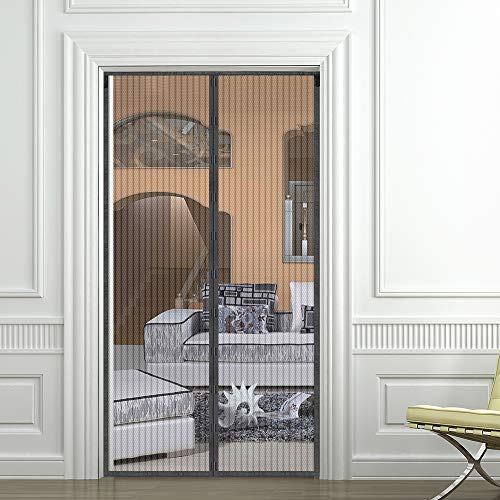 Magnetic Screen Door, KOMAKE Door Screen Curtain Hands Free Mesh Screen Partition Keep Bugs Out Pet and Kid Friendly, Fits Door Size up to 36" x 82" Max- Black … (Polyster)