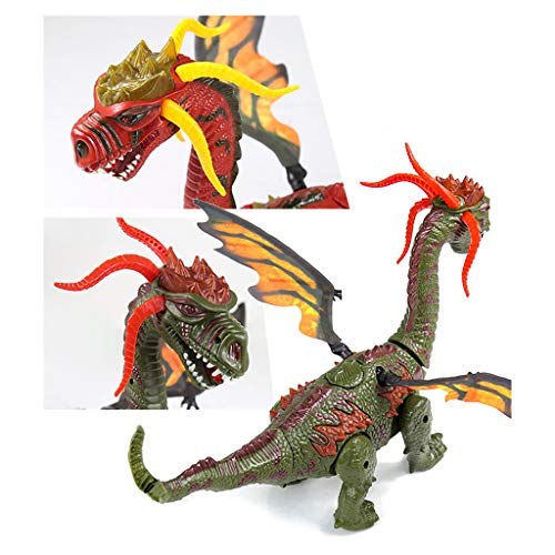 Amaping Electronic Dinosaur Robot Toy, Cute T-Rex Walking Glowing and Music Lay Eggs Dragon Light Up Sounds Toys Educational Baby Interactive Toys Xmas Gift (Green)