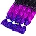 24Inch 5packs Braiding Hair Crochet Braids Synthetic Hair Extensions (Black-Purple-Blue Violet)