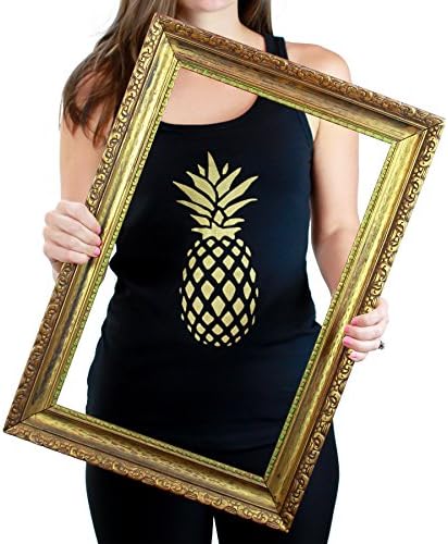CRAZZIE FIT Athletic Racerback Pineapple Yoga Workout Fitness Activewear Black Tank Top for Women Bonus Item Boho Twisted Cotton Headband by (Medium)