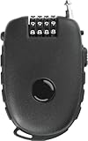 Bosvision Ultra-Secure 4-digit Combination Lock with 3 Feet Retractable Cable for Bike, Ski, Snowboard and Stroller