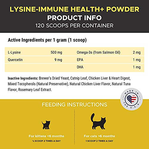 PetHonesty Lysine Immune Health+ Supplement Powder for Cats Immune