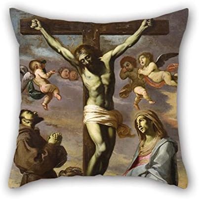 Oil Painting Bernardino Mei - Crucifix With The Virgin And Saints Francis And Agatha Pillowcase Best For Shop Kids Boys Bench Wedding Office Kids Boys 16 X 16 Inches / 40 By 40 Cm(twice Sides)