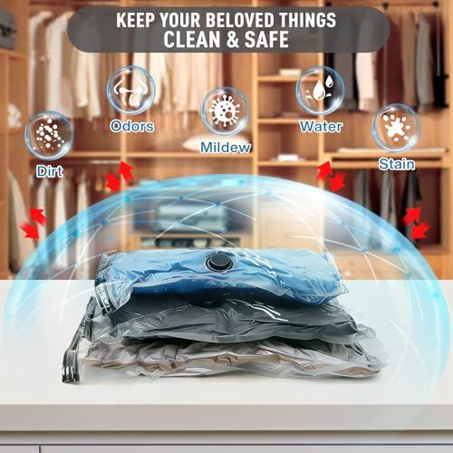 16 Pcs Vacuum Storage Bags,Travel Vacuum Storage Bag with Wireless Charging Pump,for Compressing and Organizing Luggage,Travel Bags,and Clothing, Saves Space,High Efficiency and Portability