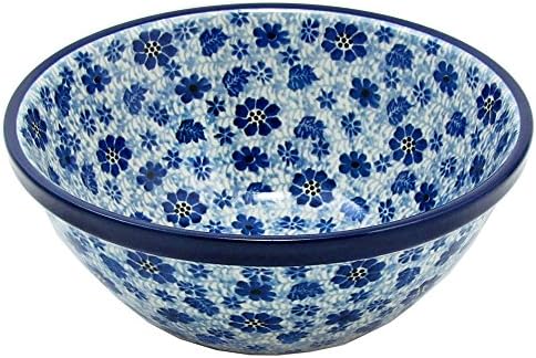 Polish Pottery 8", 32 Oz. Serving Bowl Handmade Boleslawiec Poland Traditional Stoneware Pattern 1443