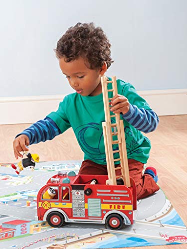 Le Toy Van Cars & Construction Collection Wooden Fire Engine Set Premium Wooden Toys for Kids Ages 3 Years & Up - Thumbnail 4