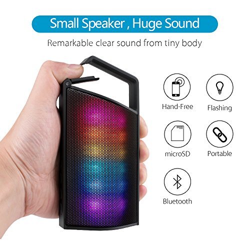 Samesay Portable Bluetooth V4.0 Speaker Mini Stereo Speakers with Multi-colored Led Lights, Build-in Mic for Calls for iPhone, iPod, Samsung
