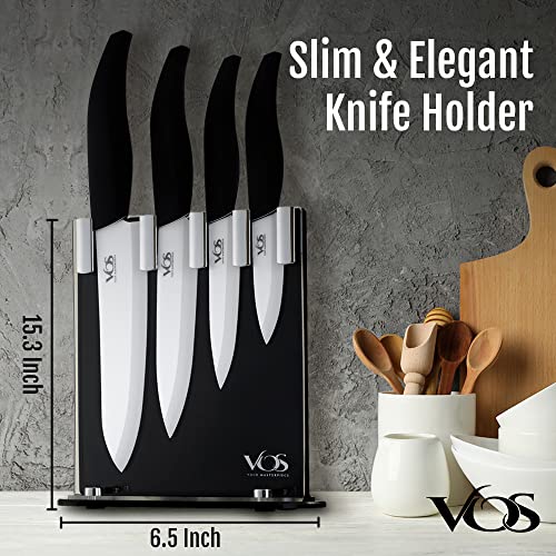 Vos Ceramic Knives with Block Holder 4 Piece Knife Set Chef Knife