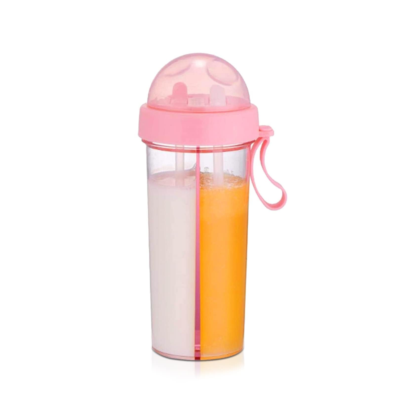 HERCHR Dual Drink Water Bottle 600ml 21Oz Water Bottle 2 in 1 Double Sided Straw Cup with Straw and Lid Drink Cup for Sports Running Climbing Gym Cycling Hiking Mountaineering