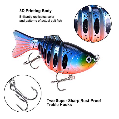 Angelköder für Barsch, 9,9 cm, 7 Segmente, mehrere Gelenke, Bass, langsam sinkend, Harter Köder, Angelausrüstungs-Kits… – Bild 3