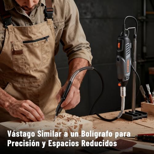 Herramientas de Amoladora 160W, Kit de Herramienta Rotativa de Velocidad Variable con Eje Flexible, 35000RPM,Mini Amoladora Eléctrica con 155 Accesorios para Grabar, Taladrar, Cortar, Esmerilar