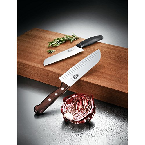 VictorinoxSwissArmyCutlery Rosewood Santoku Knife, Granton Blade, 7