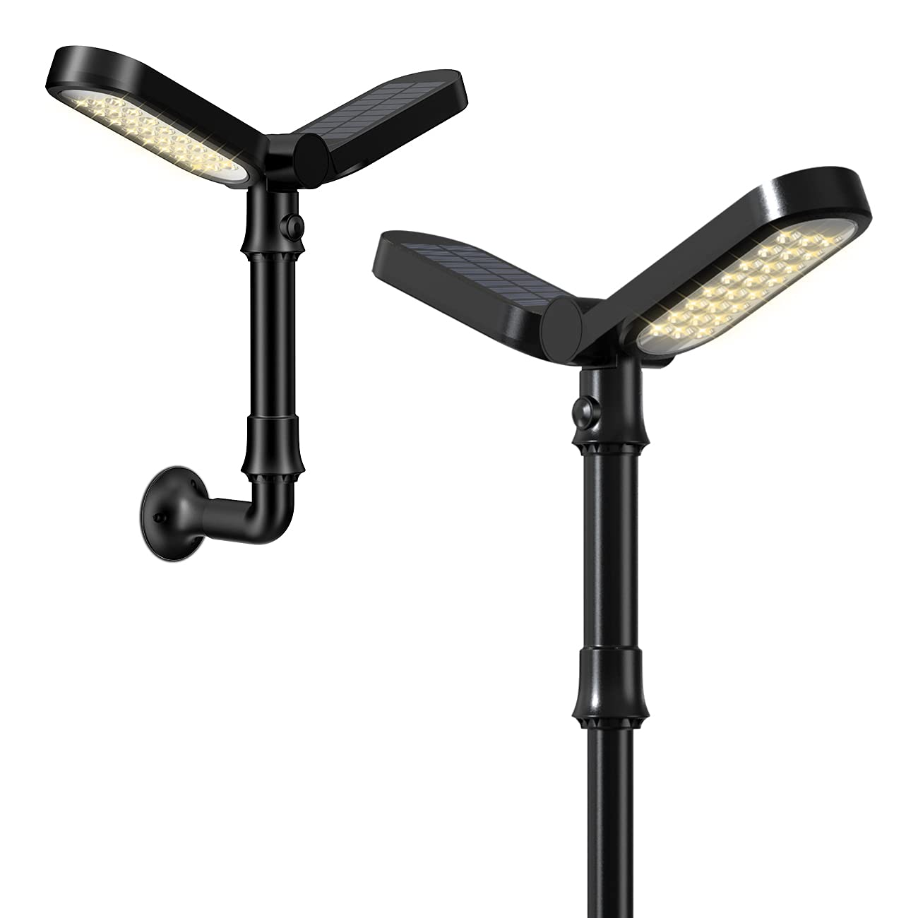 Wasuka Solar Lights Outdoor Garden, 2-Pack Upgraded 48 LED Solar Powered Wall Lantern Solar Pathway Lights, IP65 Waterproof Solar Garden Lights for Pathway Yard Patio Warm White