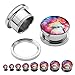 PiercingJ 6pcs 6G-1/2 (4MM-16MM) Stainless Steel Galaxy Universe Screw Flesh Tunnels Tunnel Plug Gauge Ear Expanders Stretchers (6G=4mm)