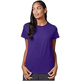 Hanes SL04 Women’s Perfect-T Shirt, 100% Ring-Spun Cotton, Lightweight 4.5 oz, Pre-Shrunk, Contoured Fit, Tear-Away Label, Sustainable, Soft & Durable Tee, Medium, Purple