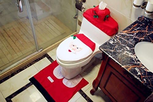 2017 Christmas Decorations Happy Santa Toilet Seat Cover and Rug Bathroom Set Seat Cover Best Funny Vintage Accessories Party Supplies