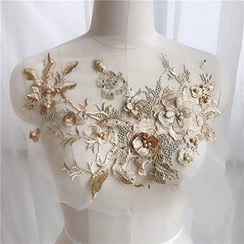 1Pc Beaded 3D Embroidery Wedding Lace Flower Patch Performance Clothing DIY Lace Accesories Applique
