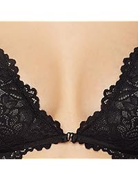 Brand - Mae Women's Front Close Lace Racerback with Detail Bralette (for A-C cups)