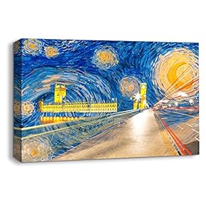 Van Gogh Starry Night Painting Artwork for Home Framed