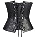 SHAPERX Camellias Womens Faux Leather Steampunk Gothic Steel Boned Underbust Waist Training Corsets Plus Size up to 5XL,SZ1866-Black-3XL