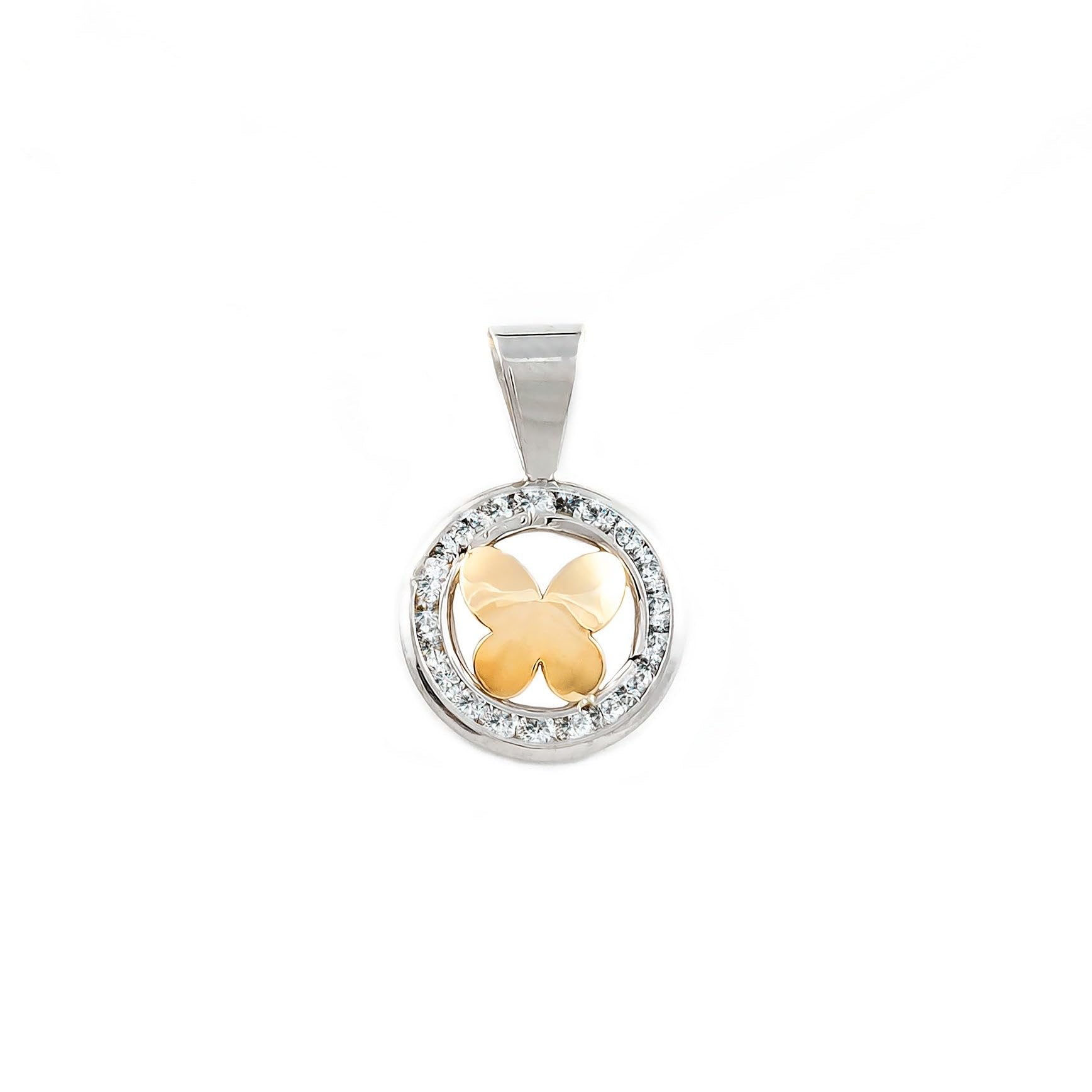Monde Petit 9ct 2 Colour Gold round butterfly Children's Pendant